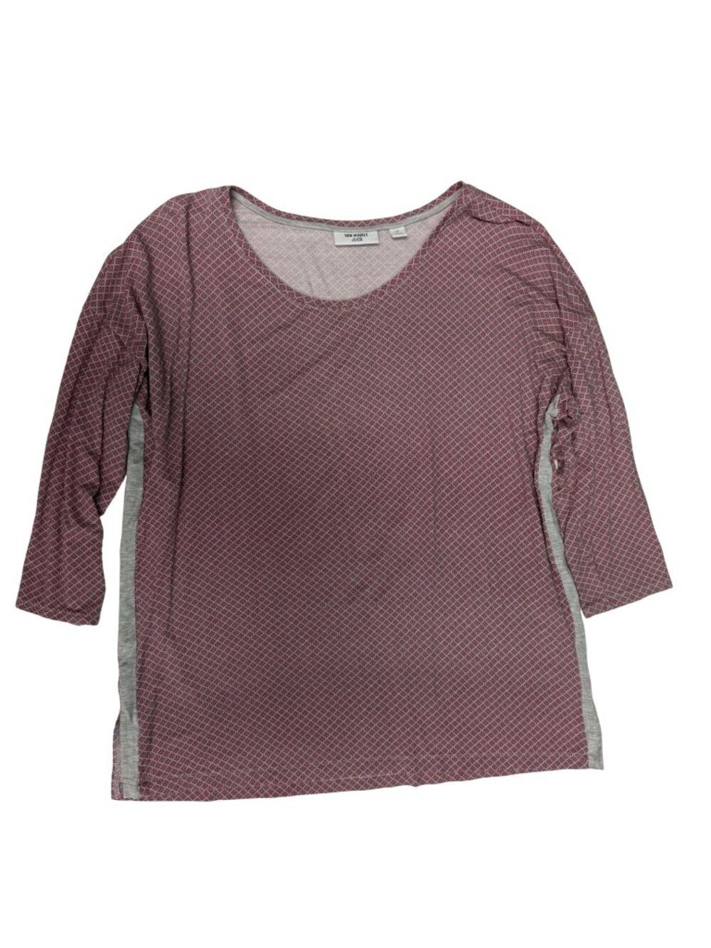 MEDIUM Van Winkle & Co pajama Lounge Wear Top Pink Grey 3/4 Sleeve